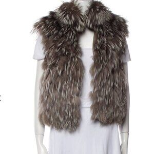 Sherry Cassin Raccoon Fur Vest with Collar sz SMALL